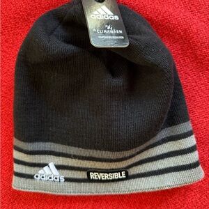 Adidas Black and Gray Striped Beanie